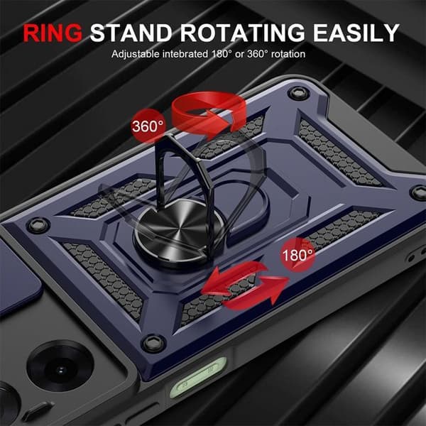 Skyddsskal - E.F.CONNECTION - För Xiaomi Redmi A5 - Chockresistent - Rotationsring - Kameraskydd marinblå