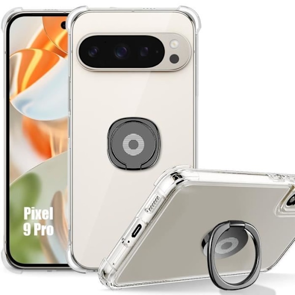 Cover til Google Pixel 9 Pro - Stødsikker Ultra Slim Transparent med sort stander