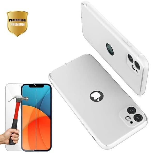 Smartphonefodral - E.F.CONNECTION - för iPhone 13 - Halvvit elegant design - Flexibel - Inkluderat härdat glas Halvvit