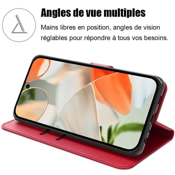Skyddsfodral - E.F.CONNECTION - för Google Pixel 9 - Syntetiskt läder - Stötsäker - 2 Härdade glas Röd