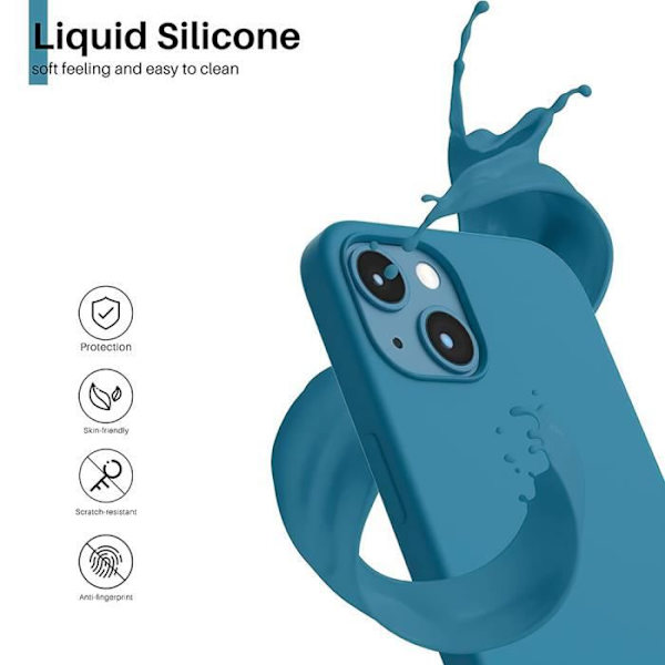 Blå silikonskyddsfodral för iPhone 15 Plus - E.F.CONNECTION - Smal - Stötsäker - Matt Blå