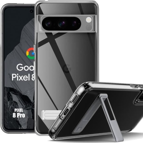 Skyddsskåpa - Google - Pixel 8 Pro - Stötsäker - Transparent - Justerbart stöd Klar, Silver