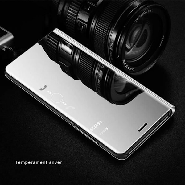 Coque för XiaoMi RedMi Note8 Pro Clear View Etui à Rabat Miroir Smart Stand Antichoc Housse silver Pengar