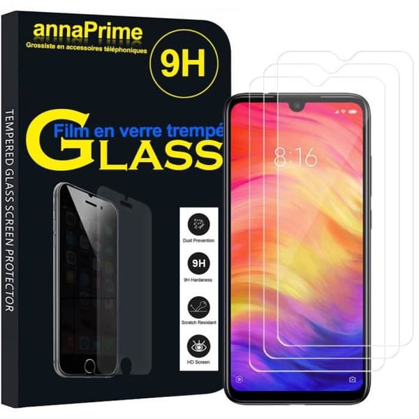Skyddsglas - VCOMP - Xiaomi Redmi Note 7/7 Pro - Härdat glas - 3-pack - Repbeständig TRANSPARENT