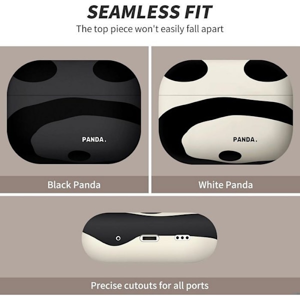 Cover til AirPods 3 2021, Blødt Silikonebeskyttelse Stødabsorberende Kradsesikker med Håndledsrem - Hvid og Sort Panda Mønster vit svart