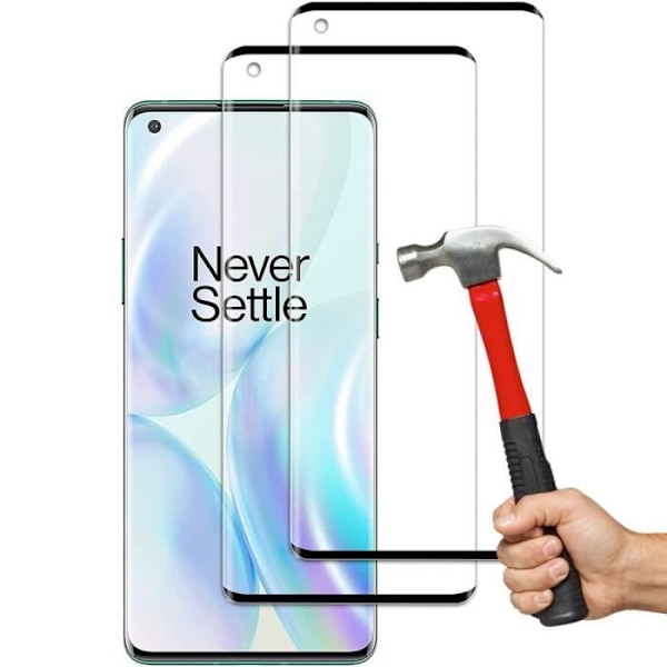 Skyddsglas - E.F.CONNECTION - One Plus 8 Pro - Härdat glas - Anti-fingeravtryck - Pack om 2 Svart