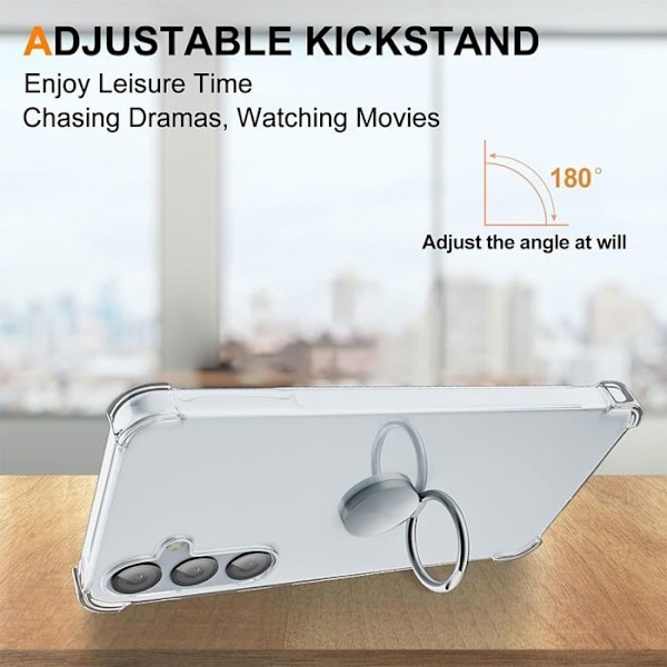 Coque för Xiaomi 14T, Stötabsorberande Silikon med Rotterande Silverstöd - Transparent Transparent