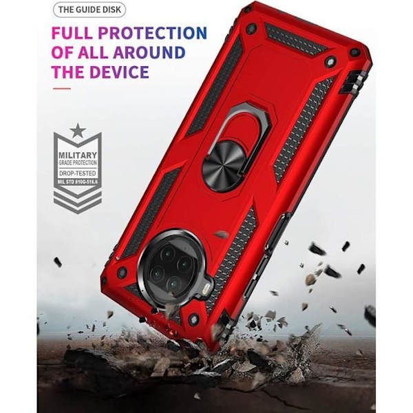 2-pack härdat glas + fodral för Xiaomi 10T Lite (6,67") Red Army Style Tuff anti-skrapa, styv ryggring Röd