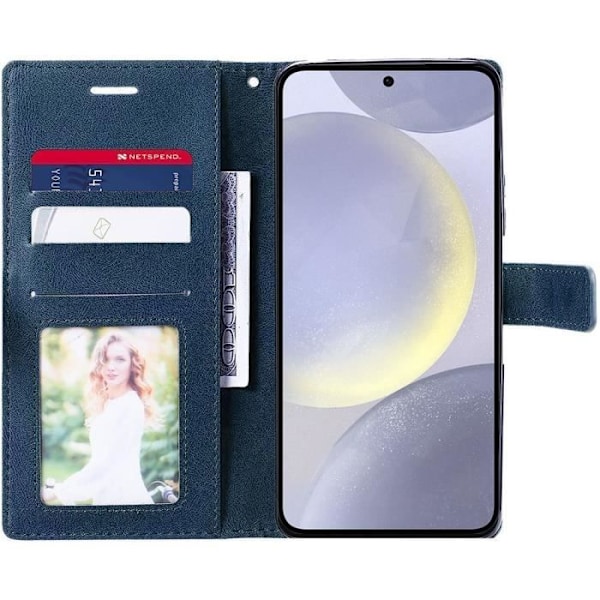 Coque - Samsung - Galaxy S24 Plus - Ridsefast - Stødabsorberende - Marineblåt Syntetisk Læder marinblå