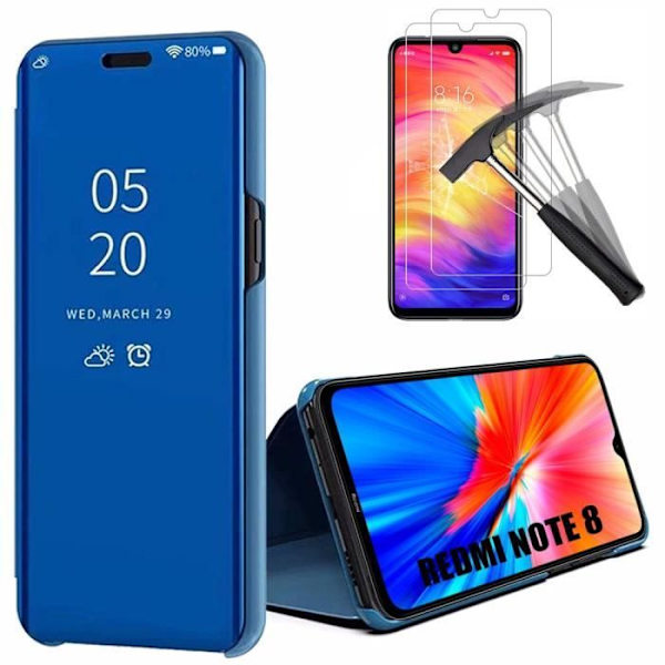 Beskyttelsesetui til Redmi Note 8 - E.F.CONNECTION - Spejleffekt - Gennemskinneligt vindue - Blå blå