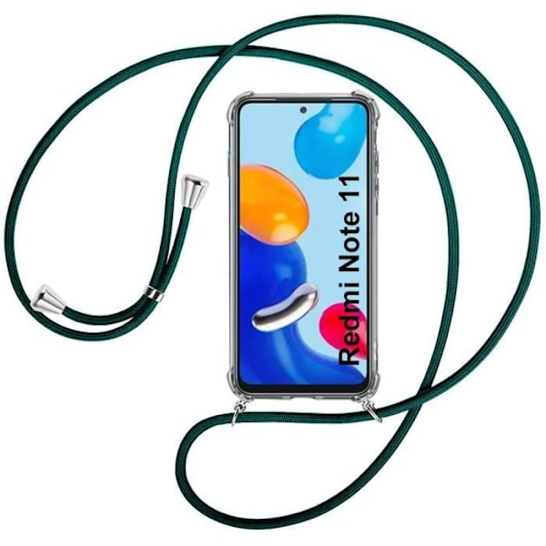 Skyddsfodral för Redmi Note 11 - E.F.CONNECTION - Mjuk - Anti-Shock - Midnattsgrön axelrem Klart / Midnattsgrönt