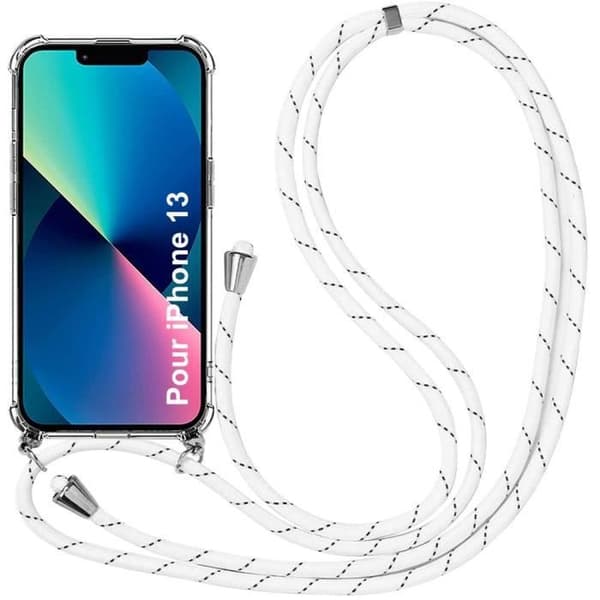 Telefonkskal - för iPhone 13 - Mjuk - Transparent - Repeller - Vit snodd Transparent-Vit