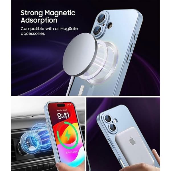 Telefonfodral - E.F.Connection - för iPhone Air - Halkfri Silikon med Magnetring Blå Blå