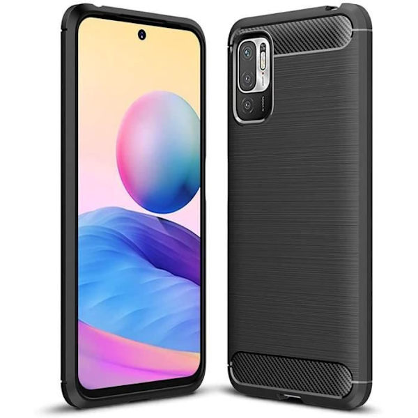 Fodral för Redmi Note 10 5G (6,49") Svart silikon antichockstål Funktioner TPU-design Förstärkt skydd Svart