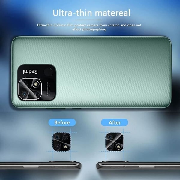 Set med 2 kameraskydd i härdat glas för Xiaomi Redmi 10C Transparent