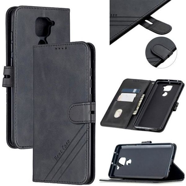 Hölster - Xiaomi - Redmi Note 9 - PU Läder - Stötsäker - Magnetstängning Svart