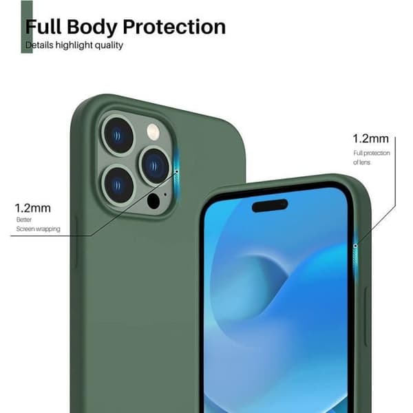 Siliconfodral - för iPhone 14 Pro - Mörkgrön - Stötsäker - Mjuk - Matt Nattgrönt