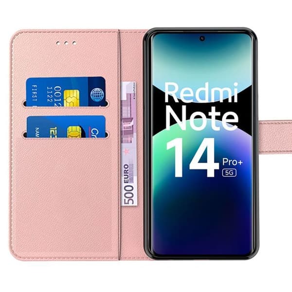 Coque - E.F.CONNECTION - För Xiaomi Redmi Note 14 Pro Plus 5G - Syntetisk läder - Rosa - Stötsäker och repfri Rosa