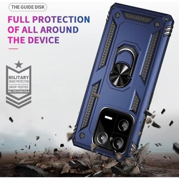 Coque + Härdat Glas - E.F.Connection - för Xiaomi Redmi Note 13 4G - Mörkblå - 360° Stöd - Förstärkt marinblå