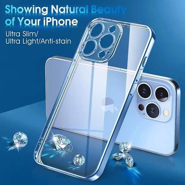 Coque - E.F.CONNECTION - för iPhone 14 Pro - Silikon TPU - Transparent - Blå kant Blå