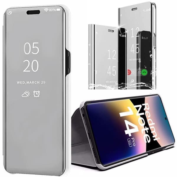Skyddsskal - E.F.CONNECTION - För Xiaomi Redmi Note 14 Pro 5G - Stötsäker - Spegeleffekt - Silverfärgad Silver