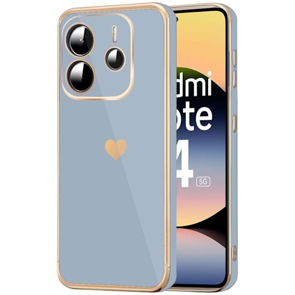 Coque för Xiaomi Redmi Note 14 5G (inte för 4G) - Silikonmönster Hjärta Stötskydd Blå Blå