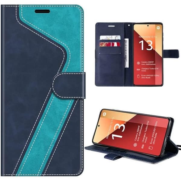 Coque - E.F.CONNECTION - för Xiaomi Redmi Note 13 Pro 4G - Blå - Heltäckande skydd - 360° flip Blå