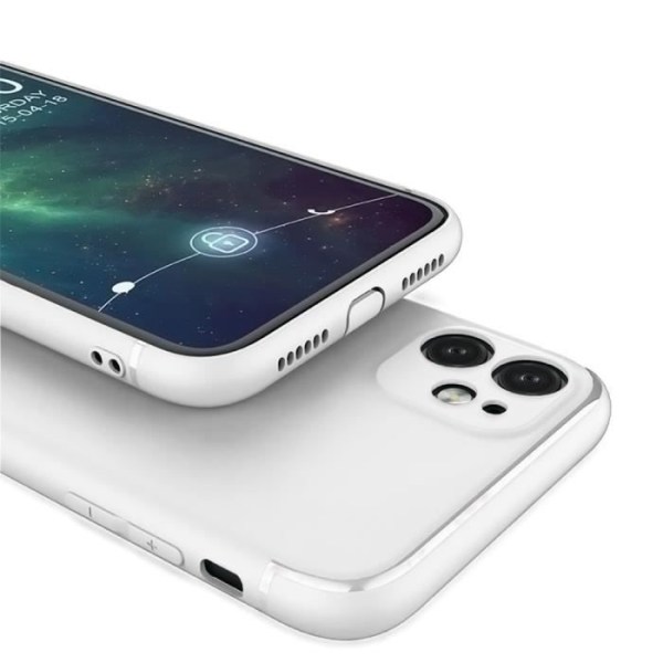 PACK Fodral för iPhone 13 (6,1") Matt Elegant halvvit design + 1 härdat glas Halvvit