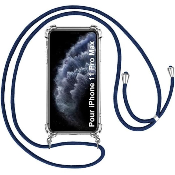 Telefonfodral - Ospecificerad - iPhone 11 Pro Max - Repbeständig - Transparent - Mjuk Transparent-marinblå