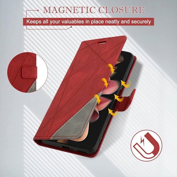 Coque för Xiaomi Redmi Note 14 Pro 5G (inte för 4G) 360 Grader Skrapskydd PU Läder Röd Röd