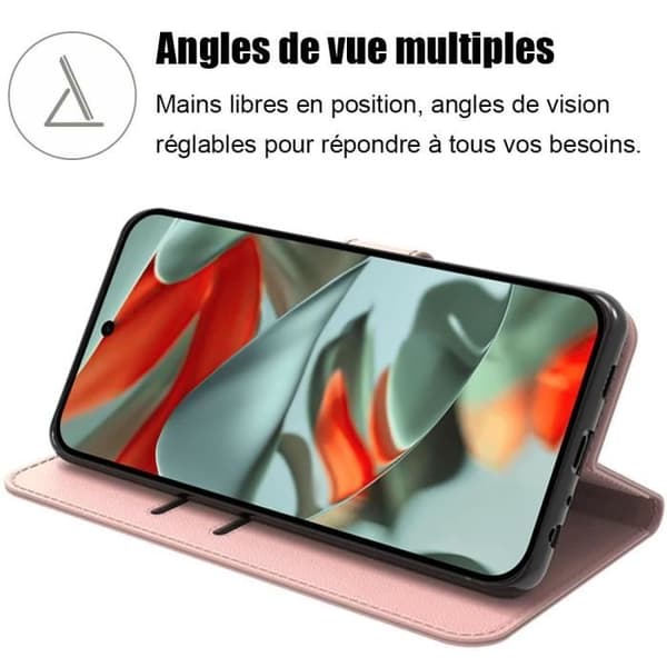 Heltäckande skal - för Google Pixel 9 Pro XL - PU-läder - Stötsäker - Rosa Ros