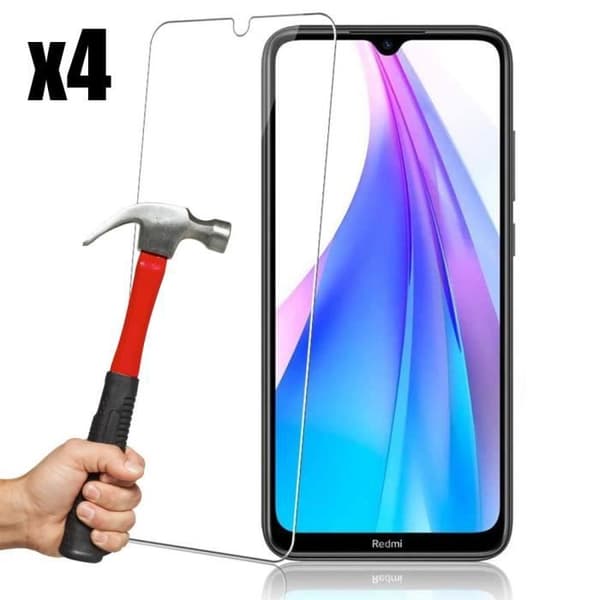 Skyddsskärm - E.F.CONNECTION - Redmi Note 8T - Paket om 4 - Härdat glas - Anti-repa Transparent