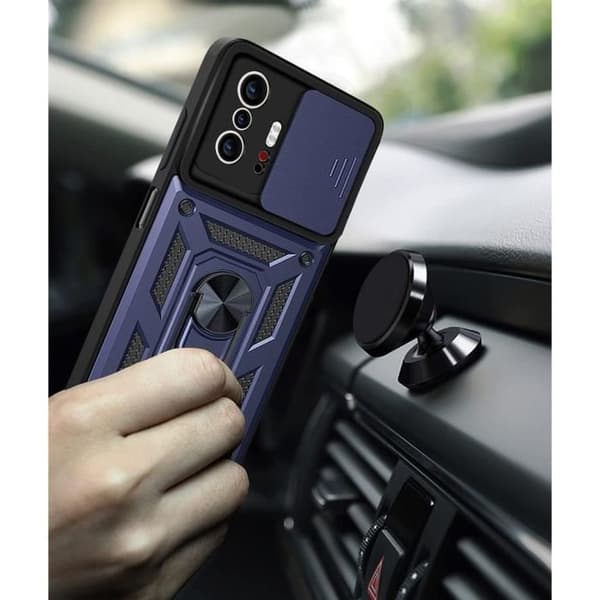 Skyddshölje - E.F.CONNECTION - för Xiaomi 11T - Styvt Mörkblått - Stötsäkert - 2 Härdade Glas marinblå