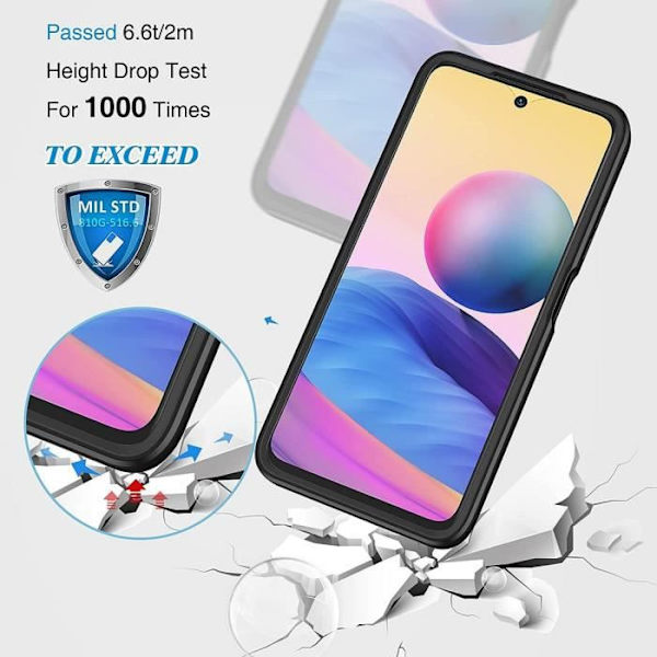 Fodral för Redmi Note 10 5G (6,5") helkropps hårdförstärkt kant 360 graders anti-skrapskydd
