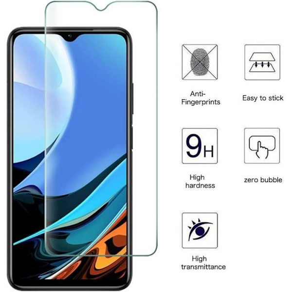 Lot 2 Beskyttelse af hærdet glas til Redmi 9T beskyttelsesfilm med høj modstand Transparent