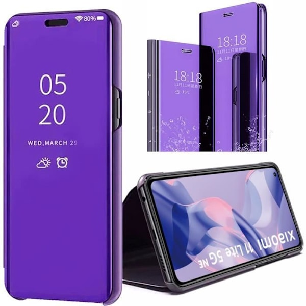 Helkroppsfodral för Xiaomi Mi 11 Lite 360 Protection Clear View Smart Case - Lila Lila