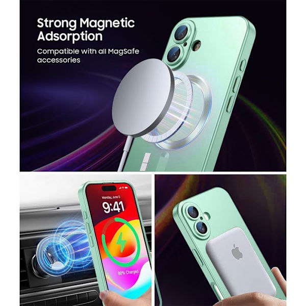 Skyddsask - E.F.Connection - för iPhone 17 - Flytande silikon med magnetring - Grön Grön
