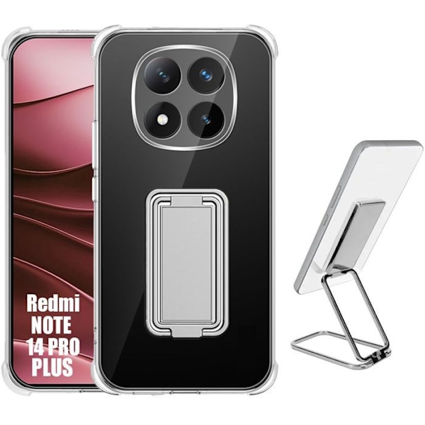 Coque för Xiaomi Redmi Note 14 Pro+ 5G/Note 14 Pro Plus 5G - med Fällbart Stöd - E.F.Connection® Transparent