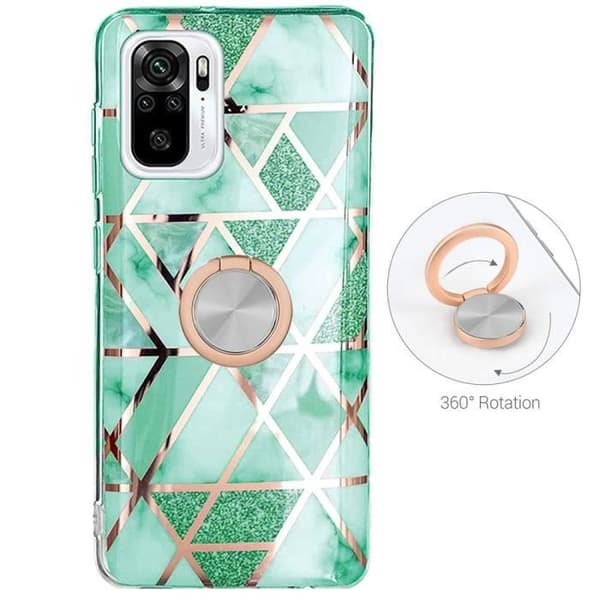 Skyddsskal - E.F.CONNECTION - För Xiaomi Redmi Note 10/10S - Turkos - Marmor Mönster - Stötsäker Turkos