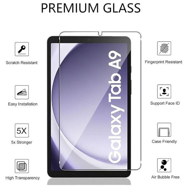 2x Tempereret Glas til Samsung Galaxy Tab A9 (8,7 Tommer) - Ridsebeskyttelse Stødabsorberende 9H