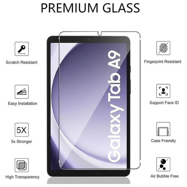 Härdat Glas - E.F.CONNECTION - för Samsung Galaxy Tab A9 / A11 - Repellerande Skydd - Stötsäker 9H - Lätt Installation
