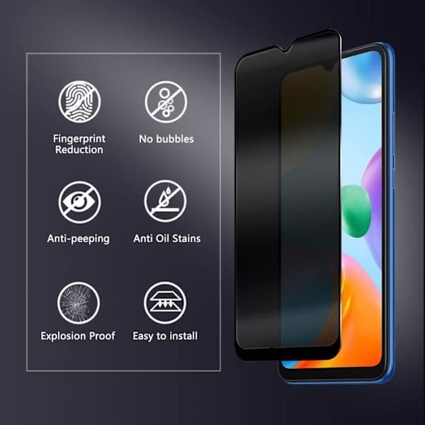 Sæt med 2 anti-spion hærdet glas til Xiaomi Redmi A1/A2 - E.F. CONNECTION - Skærmbeskytter Svart