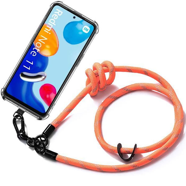 Axelremsfodral för Xiaomi Redmi Note 11-11S Anti-skrapa Stötsäkert skydd med robust axelrem Orange