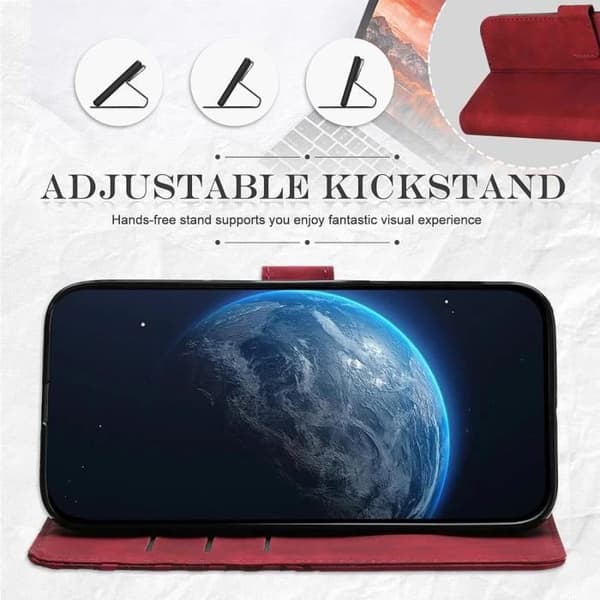 Coque för Xiaomi Redmi Note 13 Pro+ 5G - E.F.CONNECTION - Röd - Mjuk - PU-läder - Stötsäker Röd