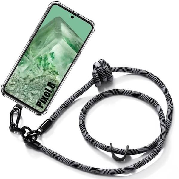 Coque - för Google Pixel 8 - Stötskydd - Axelrem 120cm - Transparent Grå
