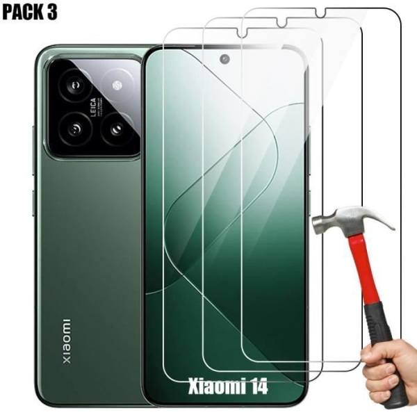 Härdat Glas - Xiaomi - 14 - Pack med 3 - Skydd 9H - Stöttålig Transparent Transparent