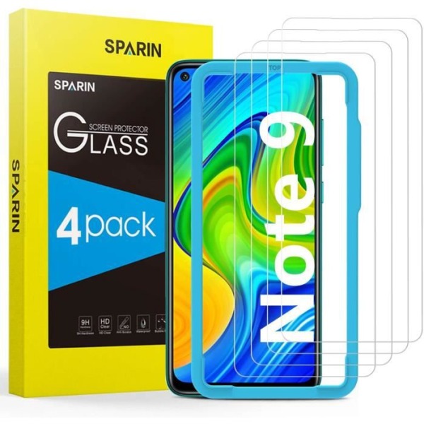 [4-pack kompatibel med Redmi Note 9 (6,53 tum) härdat glas [Easy Alignment Tool] Redmi Note 9 skärmskydd