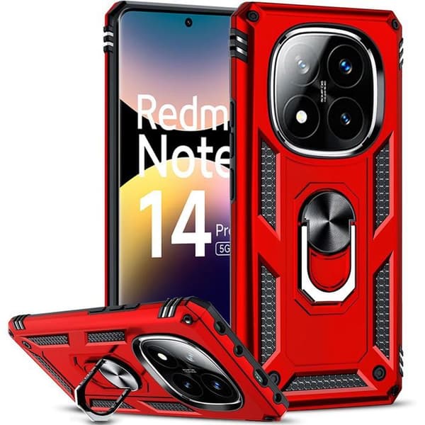 Skyddshölje - E.F.CONNECTION - För Xiaomi Redmi Note 14 Pro 5G - Stötsäker - Repfria - Röd Röd