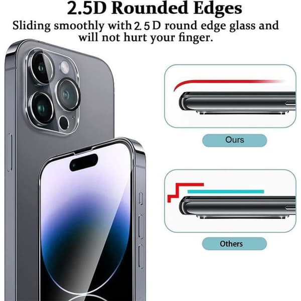2 härdade glasögon för iPhone 14 Pro Max (6,7") Transparent skydd Transparent
