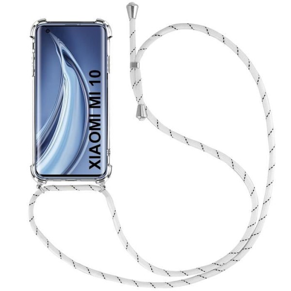 Fodral till Xiaomi Mi 10 (6,67") - E.F. CONNECTION - Mjukt anti-skrapa förstärkt hörn - Transparent-Vit Transparent-Vit
